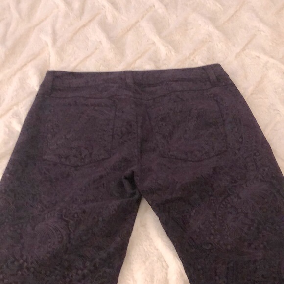 ELLE LIGHTWEIGHT FLORAL PAISLEY PRINT CORDUROY PANTS DEEP PURPLE SIZE 6R - Picture 6 of 12